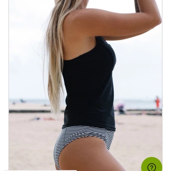 Beachissi Black Stripe 2pc Tankini Medium - Picture 2 of 3